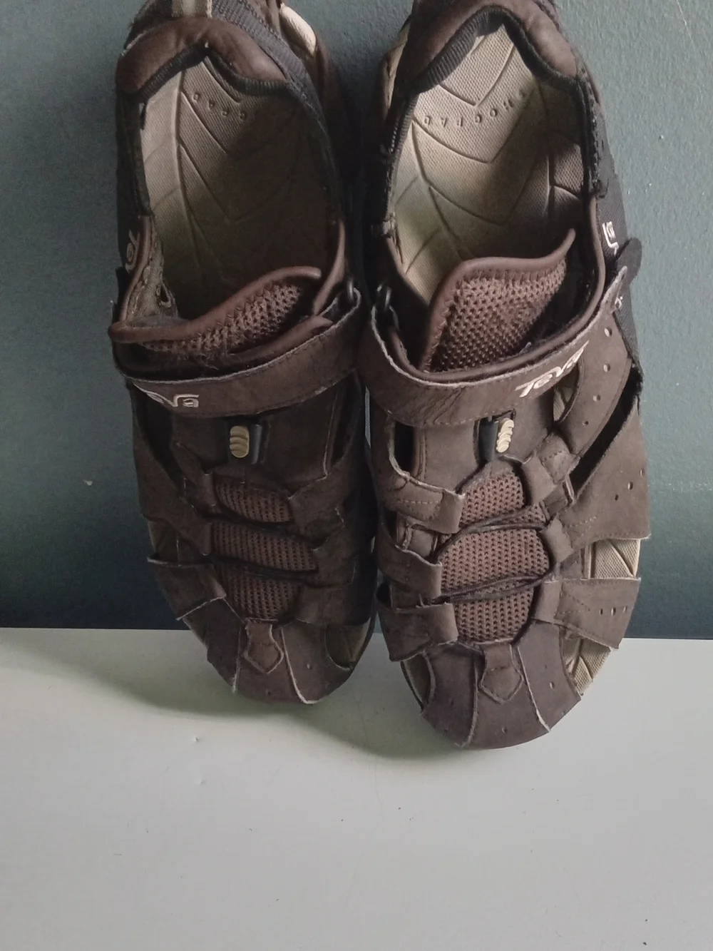Teva Dozer Brown Nubuck Mesh Hybrid Hiking Sandals Mens Closed Toe Water Shoes